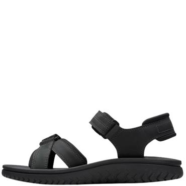 CLARKS  MENS  SANDAL - BLACK LEATHER